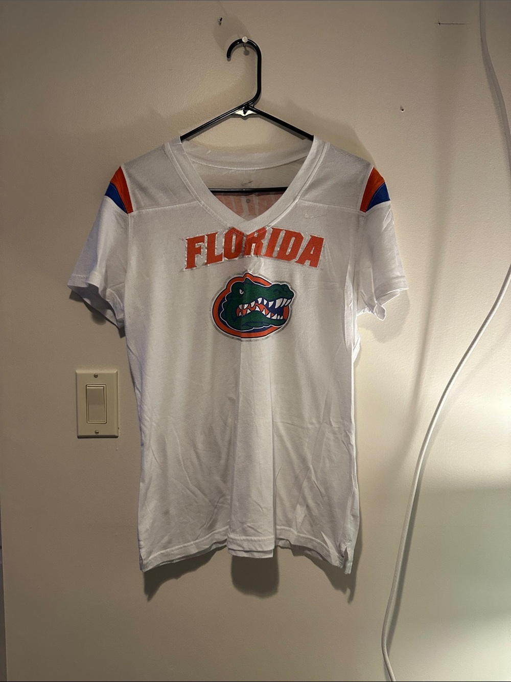 Nike Florida Gators White Short Sleeve V-neck Tee
